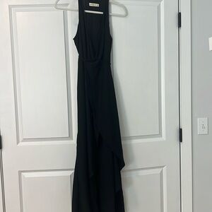 Abercrombie, black low-cut, high slit wrap dress